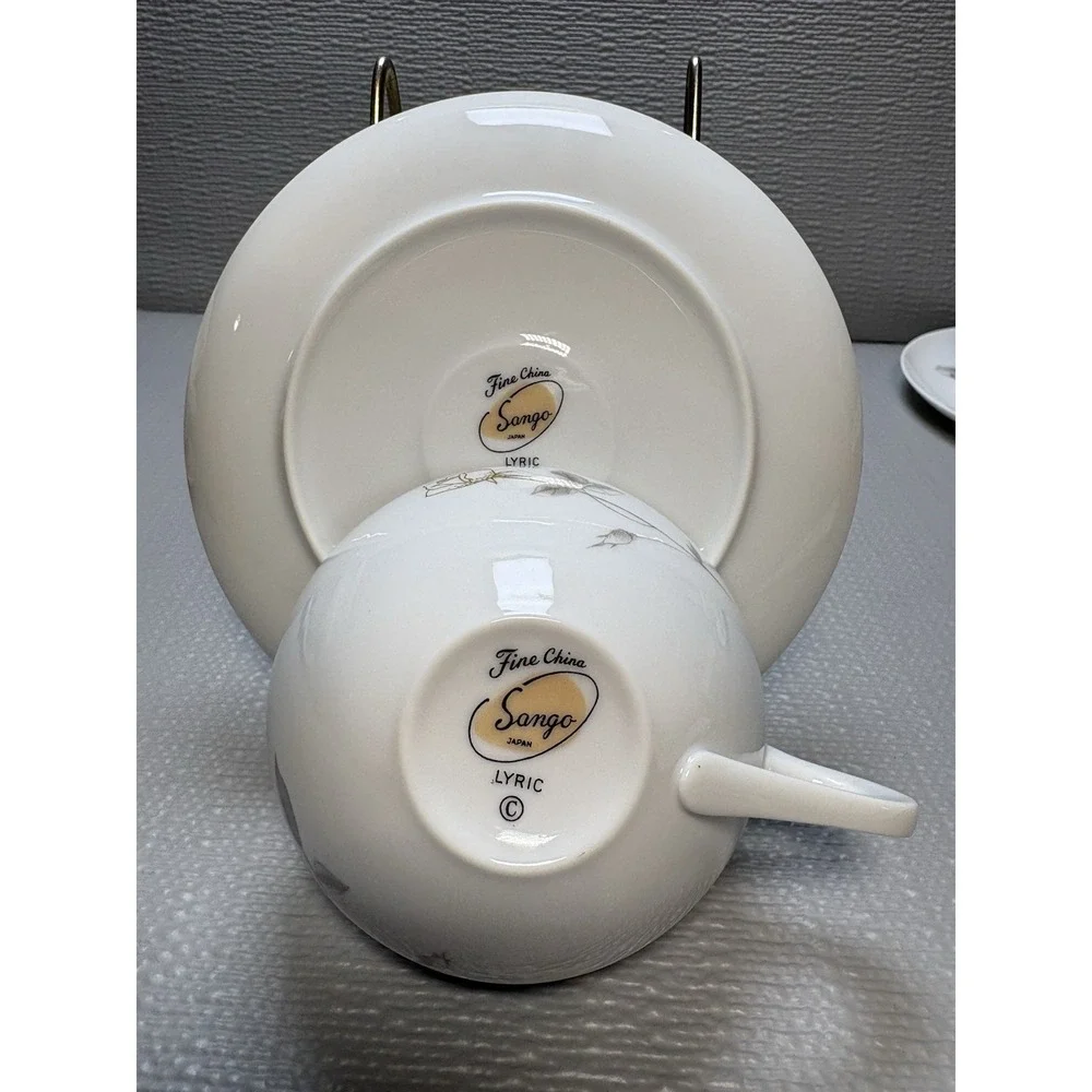 Set Of 4 Cup And Saucer Fine China Sango Lyric‎ Japan